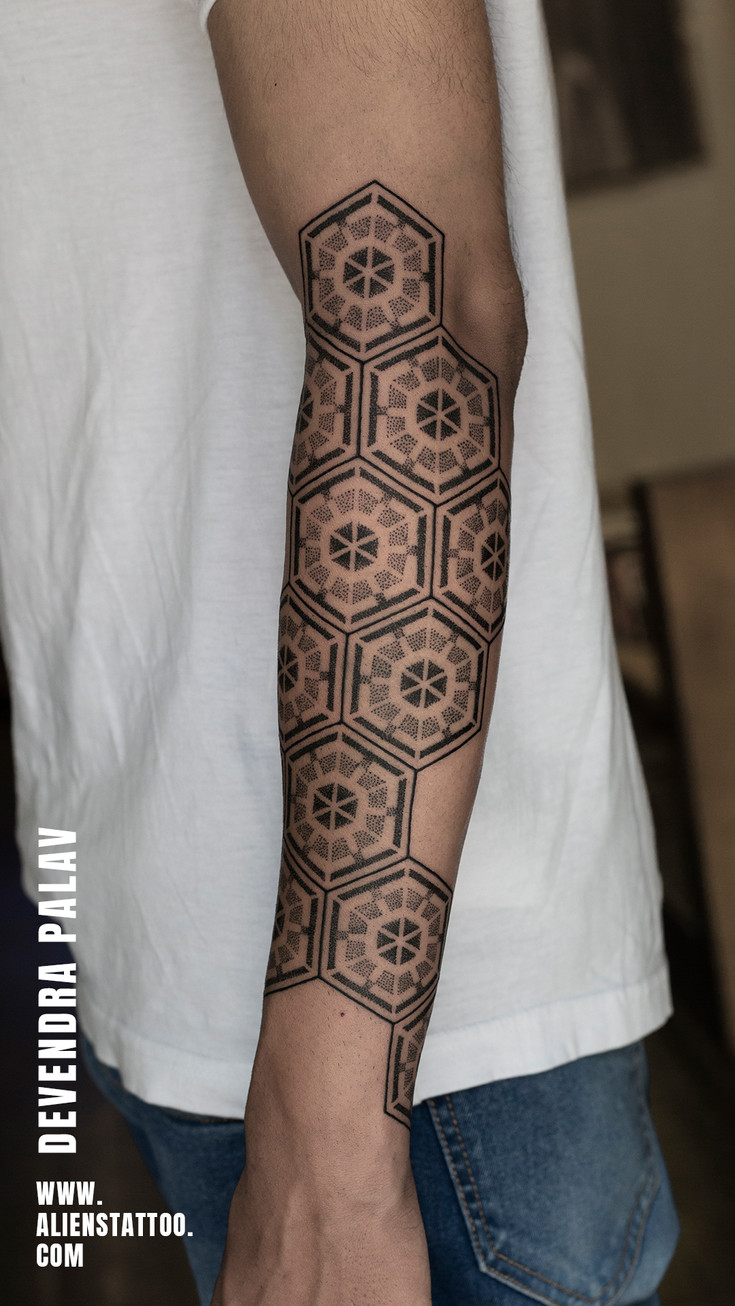 geometric sleeve tattoo