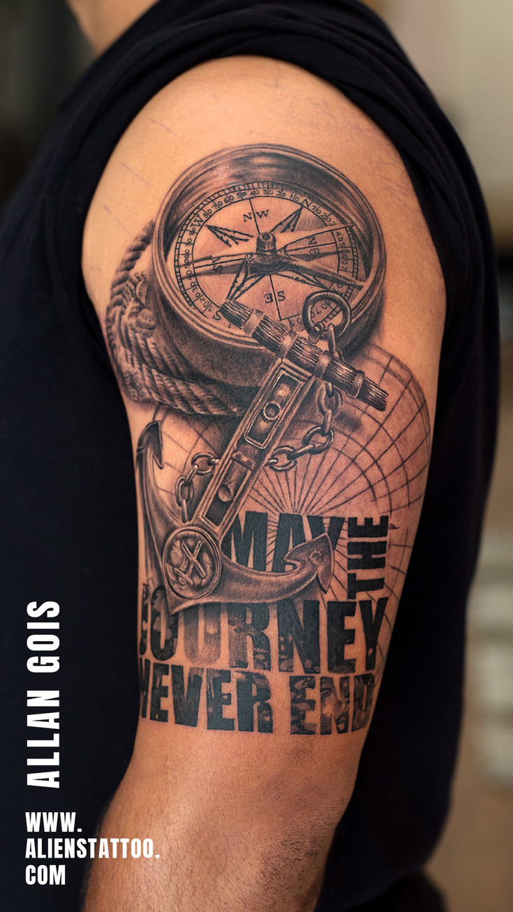 compass and anchor tattoo