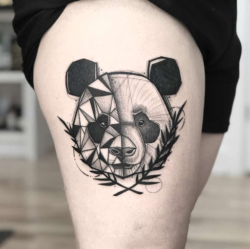 panda geometric tattoo